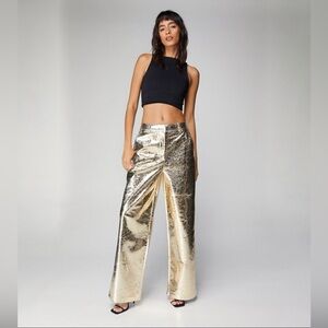 Nasty Gal Metallic Crackle Pants